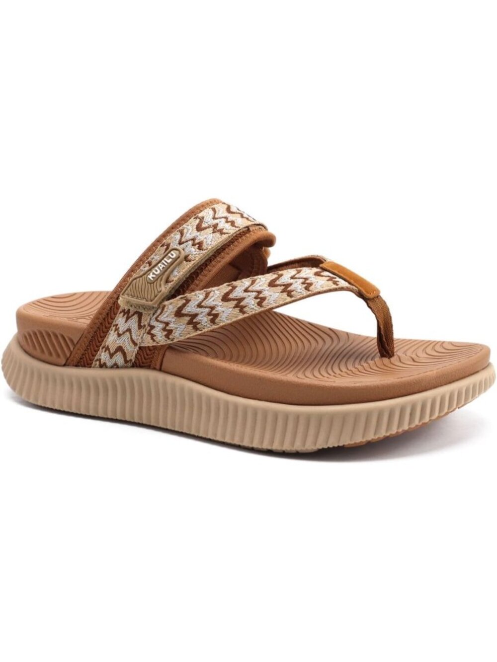 Women Brown Arch Support Flip Flops Sandals Thick Athletic Cushion Adjustable